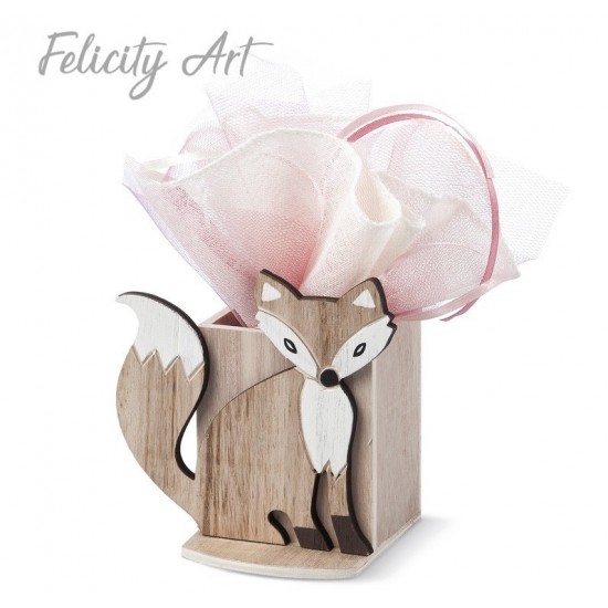 Μπομπονιέρα Βάπτισης Ξύλινη Μολυβοθήκη με Θέμα Αλεπού