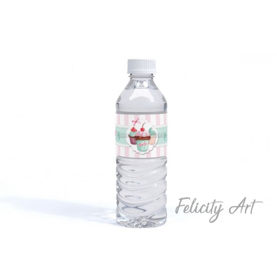 Περιτύλιγμα για  Νερό με Θέμα Cup cakes