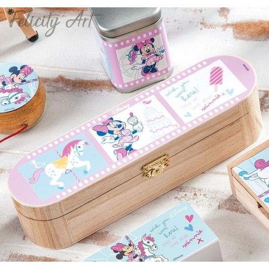 Μπομπονιέρα Βάπτισης Ξύλινη Κασετίνα Minnie Carousel