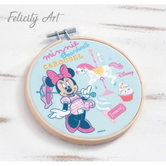 Μπομπονιέρα Βάπτισης Διακοσμητικό Τελάρο Κεντήματος Minnie Carousel
