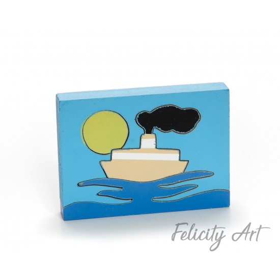 Μπομπονιέρα Βάπτισης  Ξύλινο Παζλ Καράβι