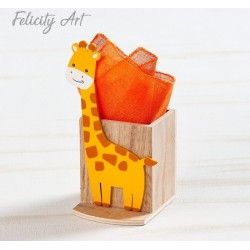 Μπομπονιέρα Βάπτισης Ξύλινη Μολυβοθήκη με Θέμα Καμηλοπάρδαλη