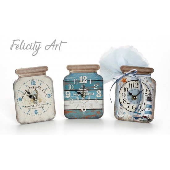 Μπομπονιέρα Βάπτισης  Ξύλινο Ρολόι  με Θέμα  Ναυτικό