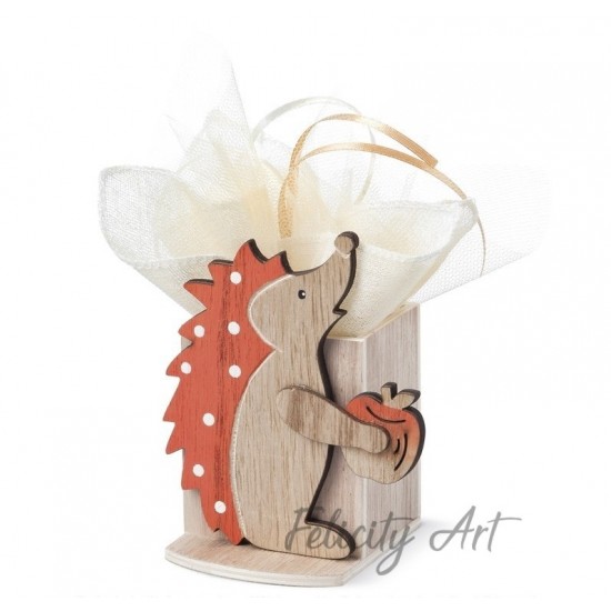 Μπομπονιέρα Βάπτισης Ξύλινη Μολυβοθήκη με Θέμα Σκαντζόχοιρος