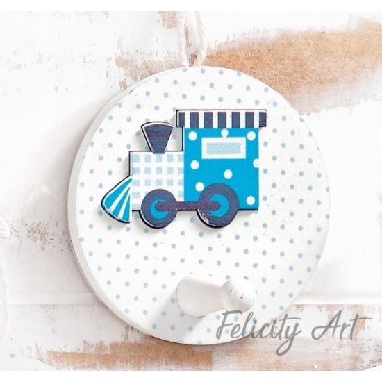 Μπομπονιέρα Βάπτισης  Ξύλινη Διακοσμητική Κρεμάστρα Τρενάκι