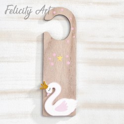 Μπομπονιέρα Βάπτισης Ξύλινο Διακοσμητικό Πόρτας  με  Θέμα Κύκνος