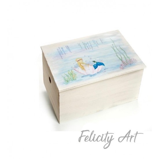 Ξύλινο Κουτί Βαπτιστικών με Θέμα Γοργόνα