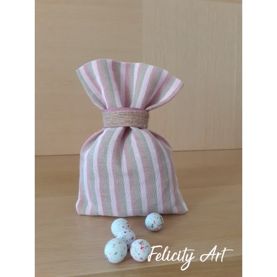 Μπομπονιέρα Βάπτισης Ριγέ Πουγκί  