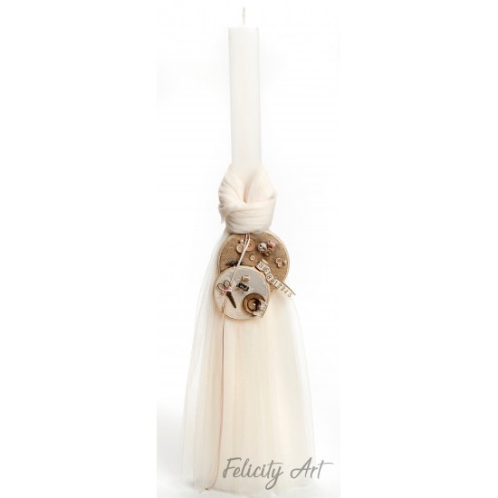 Λαμπάδα Βάπτισης για Κορίτσι με Θέμα Είδη Ραπτικής