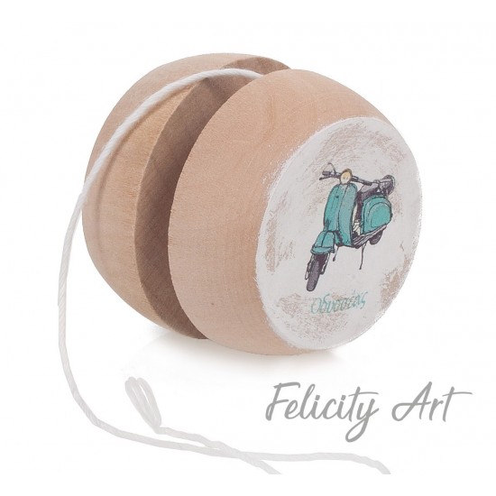 Μπομπονιέρα Βάπτισης Ξύλινο Γιο-Γιο με Θέμα Βέσπα