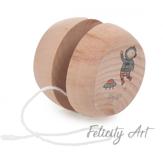 Μπομπονιέρα Βάπτισης Ξύλινο Γιο-Γιο με Θέμα Αστροναύτης
