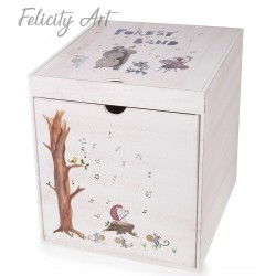 Ξύλινο Κουτί Βαπτιστικών Θρανίο με Θέμα η Μπάντα του Δάσους