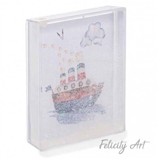 Μπομπονιέρα Βάπτισης Κορνίζα Glitter Καράβι Μπομπονιέρα Βάπτισης Κορνίζα Glitter Καράβι