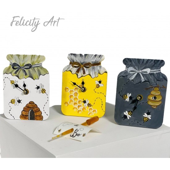 Μπομπονιέρα Βάπτισης  Ξύλινο Ρολόι  με Θέμα Βάζο Μελιού