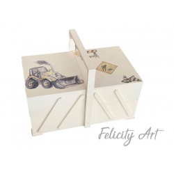 Κουτί Βαπτιστικών Ξύλινη ΅Εργαλειοθήκη  με Θέμα Εργοτάξιο