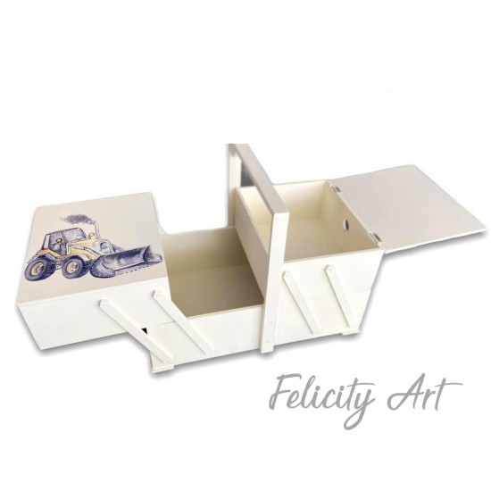 Κουτί Βαπτιστικών Ξύλινη ΅Εργαλειοθήκη  με Θέμα Εργοτάξιο