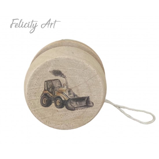 Μπομπονιέρα Βάπτισης Ξύλινο Γιο-Γιο με Μπολντόζα