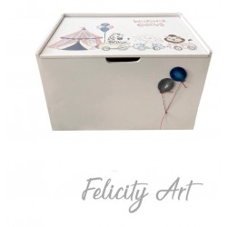 Ξύλινο Κουτί Βαπτιστικών με Θέμα Τσίρκο