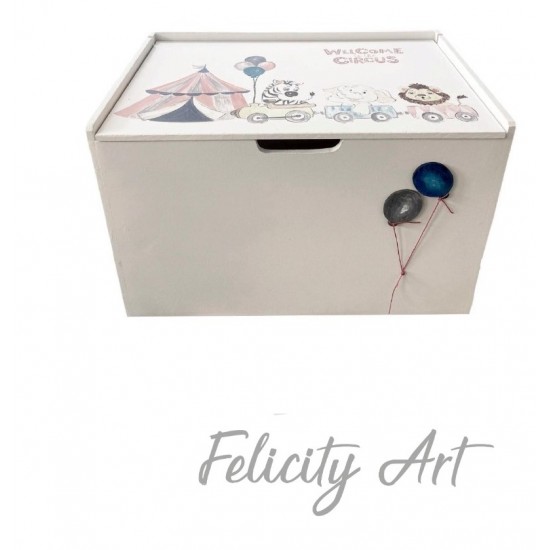 Ξύλινο Κουτί Βαπτιστικών με Θέμα Τσίρκο