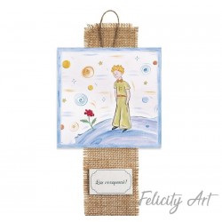 Μπομπονιέρα Βάπτισης Ξύλινο Διακοσμητικό Κρεμαστό Καδράκι με Θέμα Μικρός Πρίγκιπας