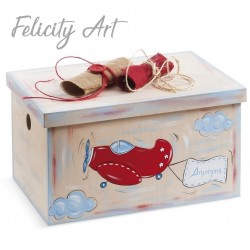 Ξύλινο Κουτί Βαπτιστικών με Θέμα Αεροπλάνο 