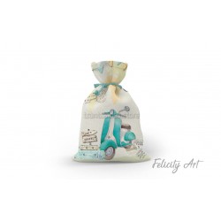 Μπομπονιέρα Βάπτισης Υφασμάτινο Πουγκί με Θέμα "Βέσπα"