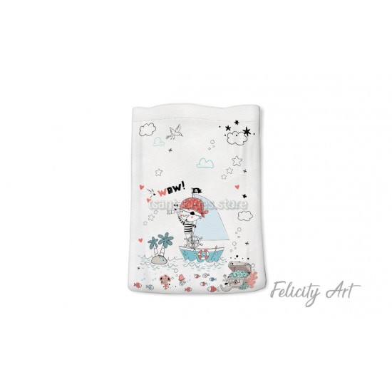 Μπομπονιέρα Βάπτισης Υφασμάτινο Πουγκί με Θέμα "Πειρατής"