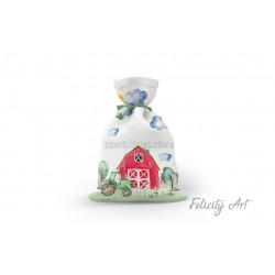 Μπομπονιέρα Βάπτισης Υφασμάτινο Πουγκί με Θέμα "Ζώα της Φάρμας"