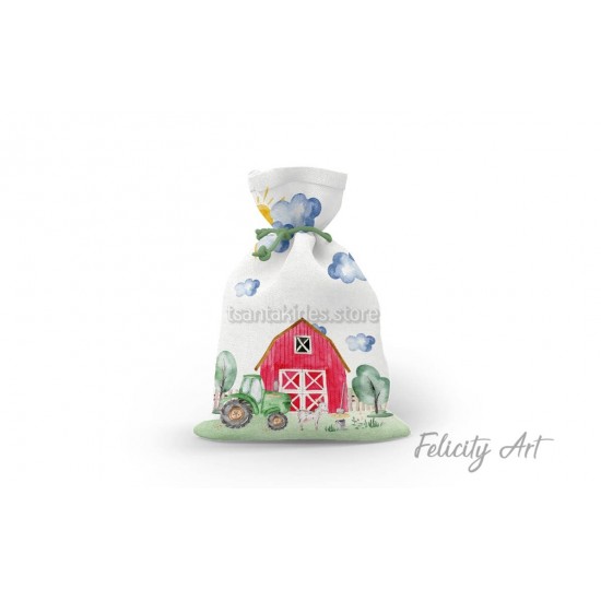 Μπομπονιέρα Βάπτισης Υφασμάτινο Πουγκί με Θέμα "Ζώα της Φάρμας"