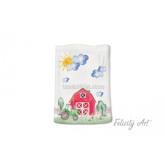 Μπομπονιέρα Βάπτισης Υφασμάτινο Πουγκί με Θέμα "Ζώα της Φάρμας"