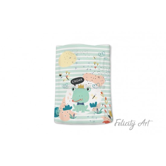 Μπομπονιέρα Βάπτισης Υφασμάτινο Πουγκί με Θέμα "Βατραχάκι"