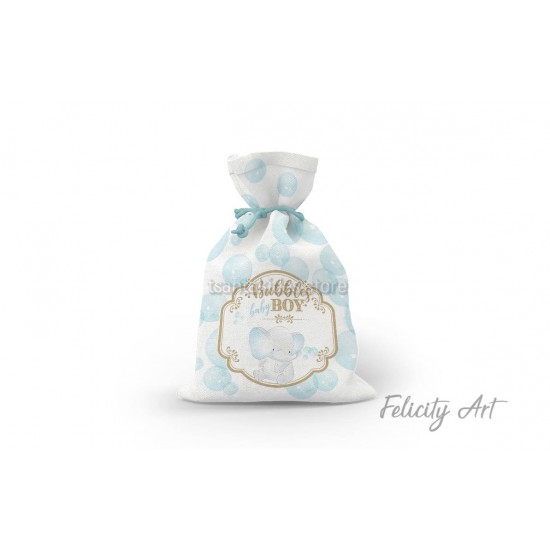 Μπομπονιέρα Βάπτισης Υφασμάτινο Πουγκί με Θέμα "Ελεφαντάκι"