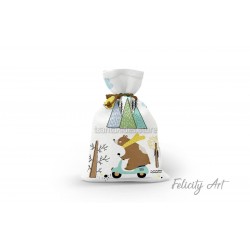 Μπομπονιέρα Βάπτισης Υφασμάτινο Πουγκί με Θέμα "Adventure"