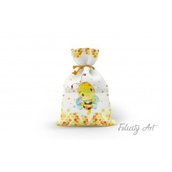 Μπομπονιέρα Βάπτισης Υφασμάτινο Πουγκί με Θέμα "Μελισσούλα"