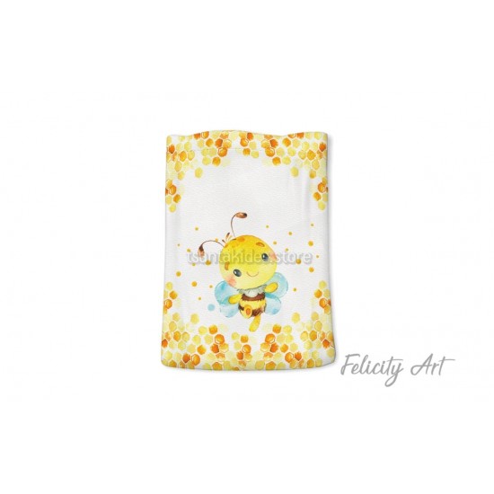 Μπομπονιέρα Βάπτισης Υφασμάτινο Πουγκί με Θέμα "Μελισσούλα"