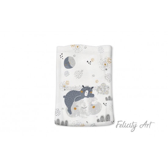 Μπομπονιέρα Βάπτισης Υφασμάτινο Πουγκί με Θέμα "Αρκουδάκι"