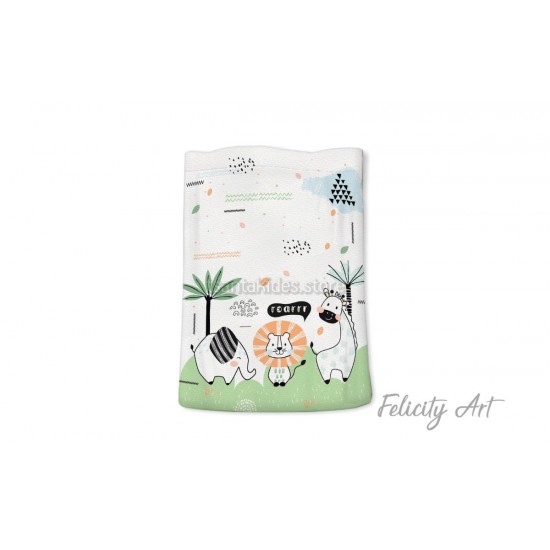 Μπομπονιέρα Βάπτισης Υφασμάτινο Πουγκί με Θέμα "Ζωάκια της Ζούγκλας "