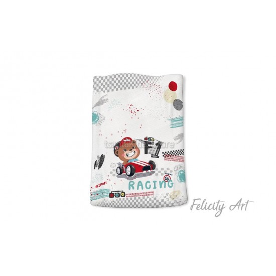 Μπομπονιέρα Βάπτισης Υφασμάτινο Πουγκί με Θέμα "Φόρμουλα 1"