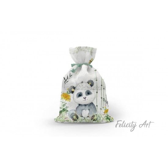 Μπομπονιέρα Βάπτισης Υφασμάτινο Πουγκί με Θέμα "Panda"