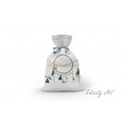 Μπομπονιέρα Βάπτισης Υφασμάτινο Πουγκί με Θέμα "Ονειροπαγίδα"