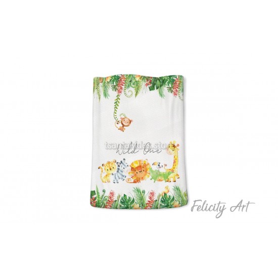 Μπομπονιέρα Βάπτισης Υφασμάτινο Πουγκί με Θέμα "Ζωάκια της Ζούγκλας "