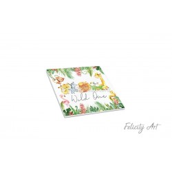 Μπομπονιέρα Βάπτισης Κεραμικό Σουβέρ με Θέμα Ζωάκια της Ζούγκλας