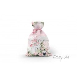 Μπομπονιέρα Βάπτισης Υφασμάτινο Πουγκί με Θέμα "Ταξίδι στον Κόσμο"