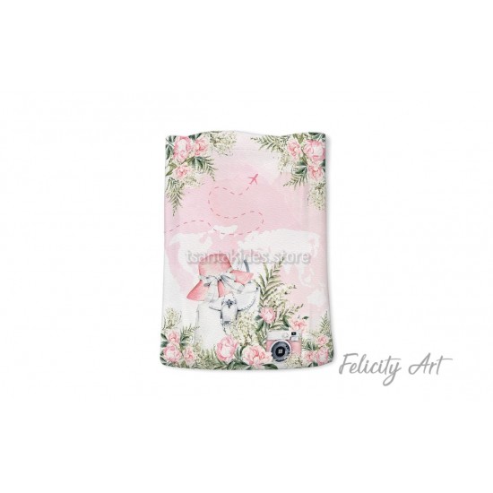 Μπομπονιέρα Βάπτισης Υφασμάτινο Πουγκί με Θέμα "Ταξίδι στον Κόσμο"