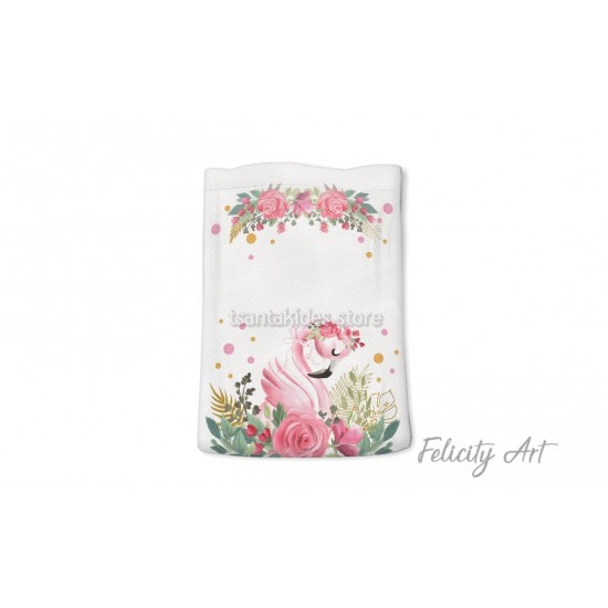 Μπομπονιέρα Βάπτισης Υφασμάτινο Πουγκί με Θέμα "Φλαμίνγκο"