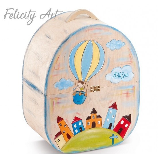 Κουτί Βαπτιστικών με Θέμα το Αερόστατο