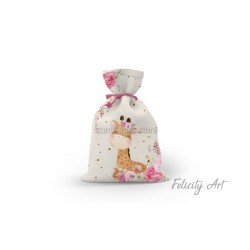 Μπομπονιέρα Βάπτισης Υφασμάτινο Πουγκί με Θέμα " Καμηλοπάρδαλη"