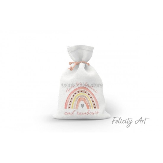 Μπομπονιέρα Βάπτισης Υφασμάτινο Πουγκί με Θέμα "Ουράνιο Τόξο"