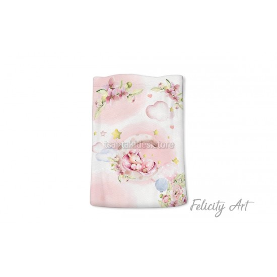 Μπομπονιέρα Βάπτισης Υφασμάτινο Πουγκί με Θέμα "Μονόκερος"