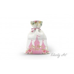 Μπομπονιέρα Βάπτισης Υφασμάτινο Πουγκί με Θέμα "Πριγκίπισσα"